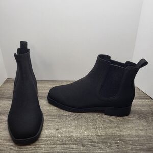 VIVAIA Square Toe Ankle Boots Chelsea Flat Ryan Pro Black Sz 8 US. 39 EU